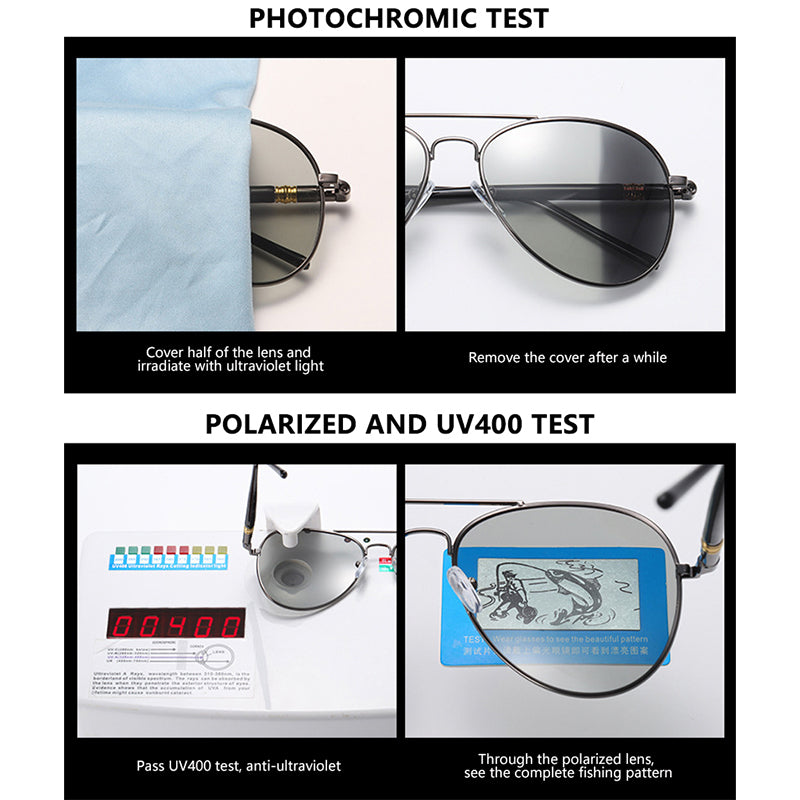 Lunettes de Soleil Photochromiques d'Aviation pour Hommes et Femmes