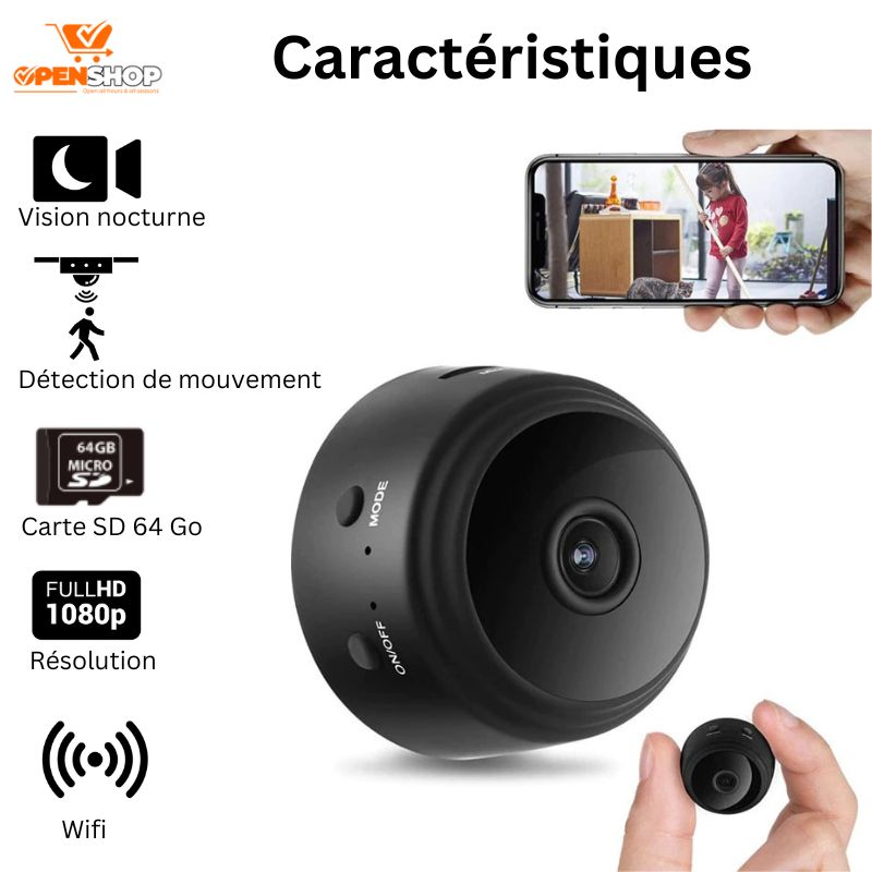 Mini Caméra A9 sans fil + SD 64 Go