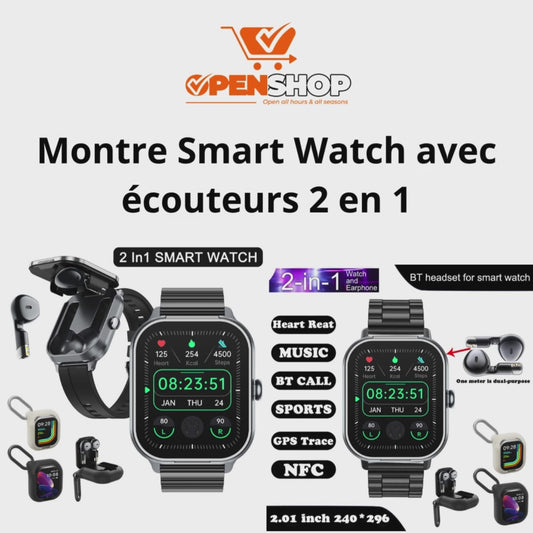 Montre SMART WATCH avec écouteurs TWS 2 en 1